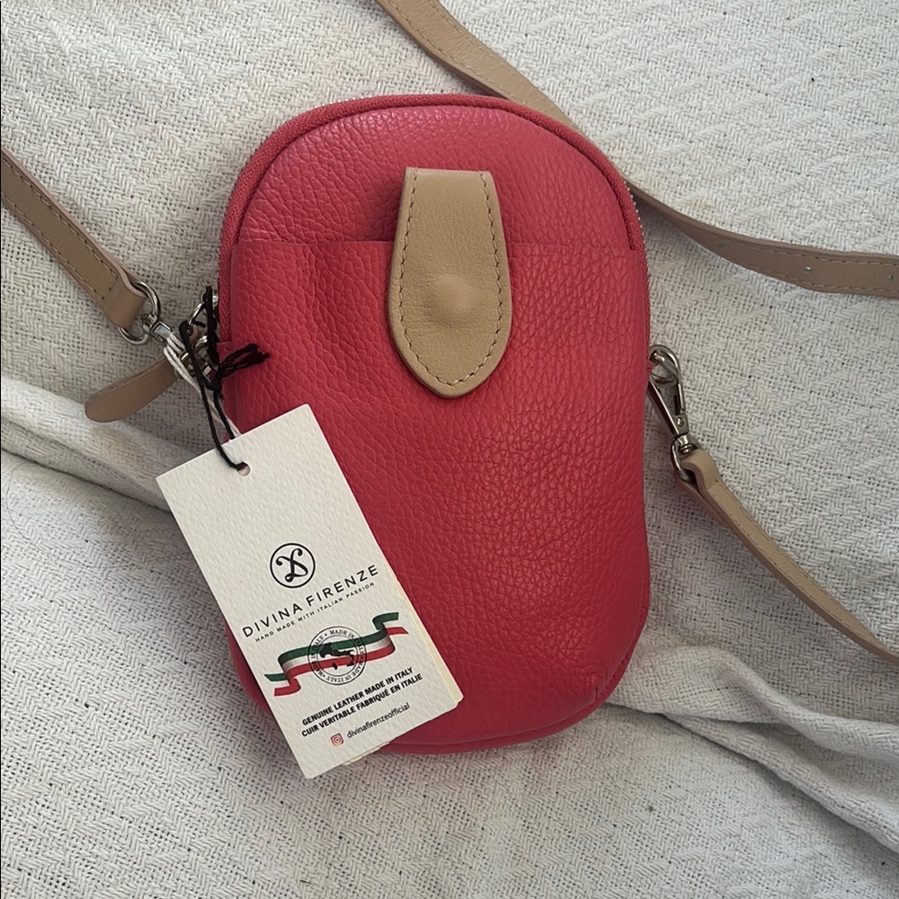 Pink Italian leather Crossbody Bag